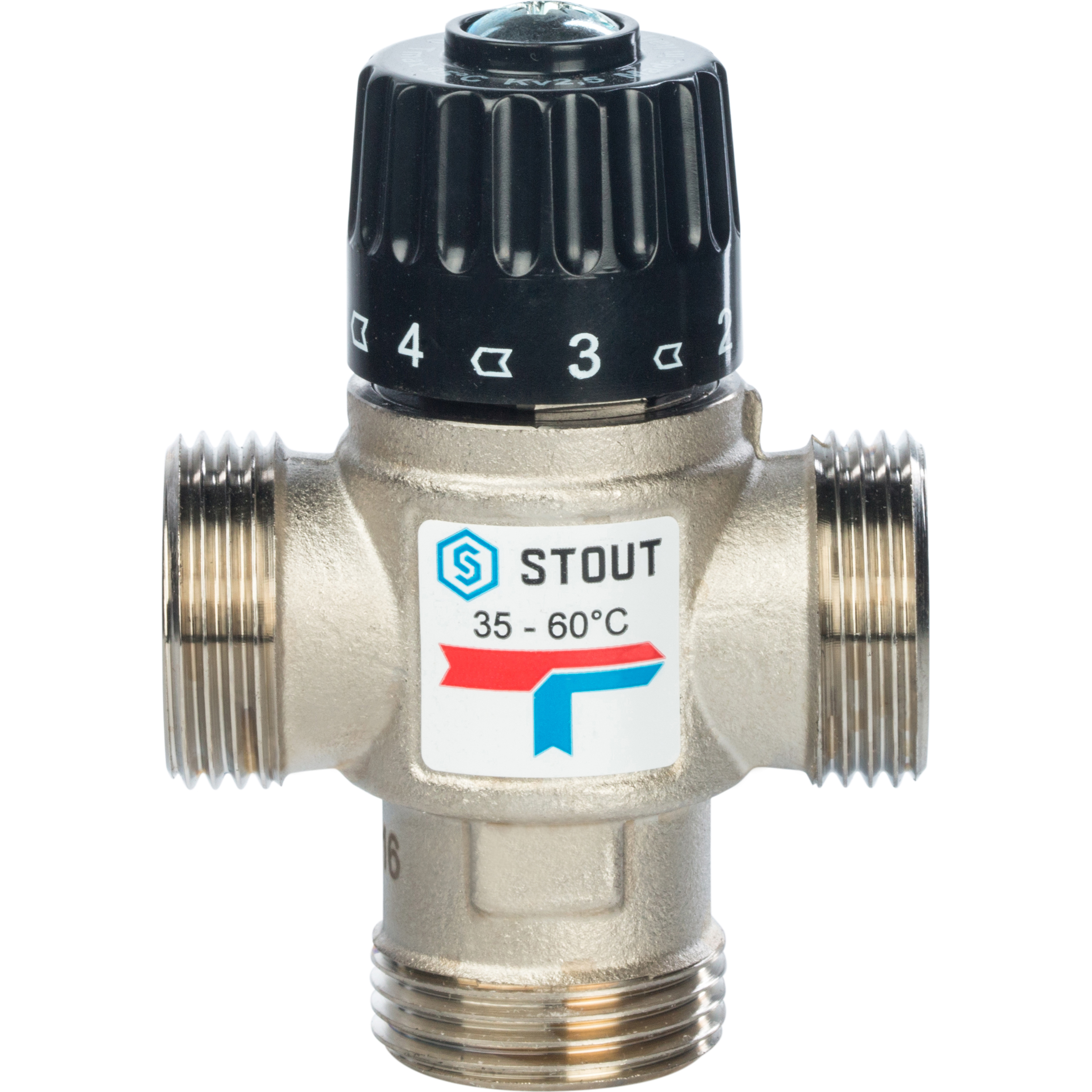 SVM-0020-256025 STOUT Термостатический смесительный клапан для сиcтем отопления и ГВС 1" НР    35-60°С KV 2,5