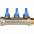 SMB 6201 341203 STOUT Коллектор с шаровыми кранами 3/4", 3 отвода 1/2" (синие ручки) фото