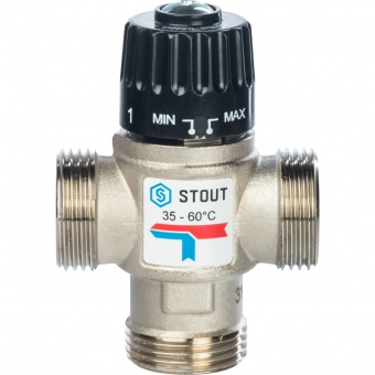 SVM-0020-256025 STOUT Термостатический смесительный клапан для сиcтем отопления и ГВС 1" НР    35-60°С KV 2,5 фото
